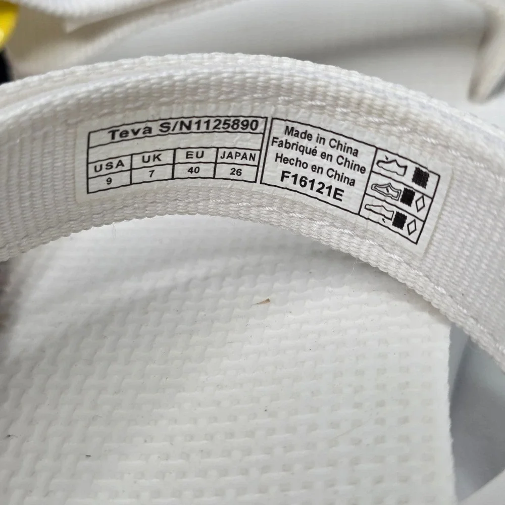 Teva Original Universal Pride Sandals Women's Size 9 White Rainbow Straps Shoes